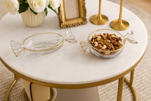Patera szklana cukierek ze złotym paskiem 173411 8