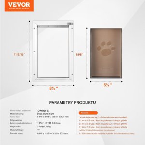 Vevor Klapa dla psa do drzwi z zamkiem aluminiowa rama na magnes mała 2