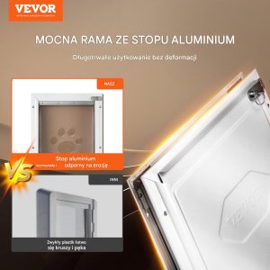 Vevor Klapa dla psa do drzwi z zamkiem aluminiowa rama na magnes mała 7