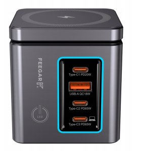 Ładowarka sieciowa USB Feegar Kombo 188W GaN3 Typ-C USB-C PD QC3.0 Indukcja 5