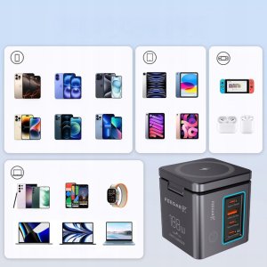 Ładowarka sieciowa USB Feegar Kombo 188W GaN3 Typ-C USB-C PD QC3.0 Indukcja 10
