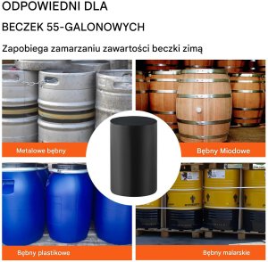 Nagrzewnica grzejnik do beczek 208L termostat - 1300W regulacja 0-63C 5