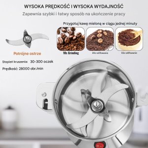 Młyn Elektryczny Młynek Przemysłowy do Przypraw Ziaren 750 g wysokie obroty 10