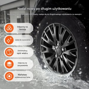 Nakładki na felgi R16 43,7 cm 4 szt. uniwersalne wytrzymałe na każdą pogodę 12