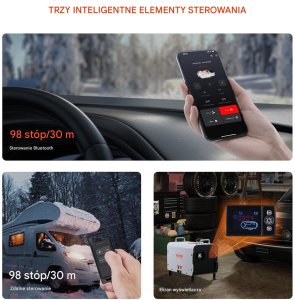 Nagrzewnica Diesla 8KW 12V/24V z Bluetooth APP do kampera z pilotem 12