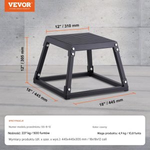 Platforma Plyometryczna Stalowa  Czarna 30 cm 2