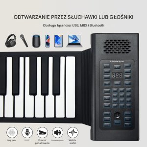 Pianino zwijane 88 klawiszy przenośne 128 rytmów ładowane USB do nauki 11