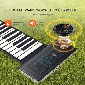 Pianino zwijane 88 klawiszy przenośne 128 rytmów ładowane USB do nauki 12