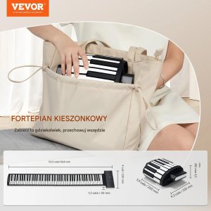Pianino zwijane 88 klawiszy przenośne 128 rytmów ładowane USB do nauki 8