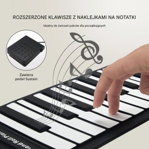 Pianino zwijane 88 klawiszy przenośne 128 rytmów ładowane USB do nauki 10