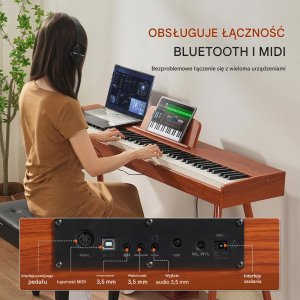 Pianino cyfrowe keyboard 88 klawiszy klawiatura ważona z podstawą + pedały 12