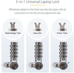 Linka zabezpieczająca StarTech .com 25-Pack Universal Laptop Lock 6.6ft, Keyed Alike Locking Cable, Security Cable, Compatible w/Noble Wedge/Nano/K-Slot, Anti-Theft Cut-Resistant Cable - TAA - zamek zabezpieczający - czarny, srebrny - 2 m - zgodny z TAA ( 10