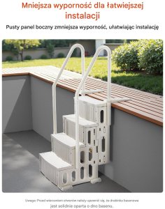 Drabinka basenowa biała 4-stopniowa 122137 cm z poręczami 180 kg 4