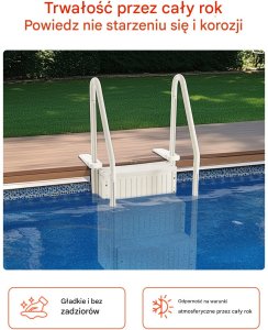 Drabinka basenowa biała 4-stopniowa 122137 cm z poręczami 180 kg 5