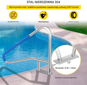 Poręcz basenowa poręcz wejściowa do basenu 140cm 8