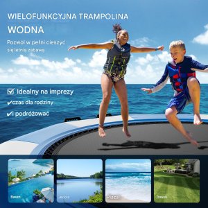 Dmuchana trampolina wodna + pompka elektryczna 415 cm niebieska 2