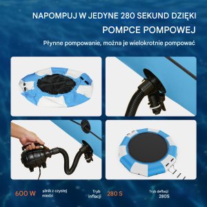 Dmuchana trampolina wodna + pompka elektryczna 415 cm niebieska 3