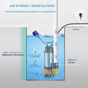 Vevor Pompa głębinowa membranowa górnossąca do wody studni zanurzeniowa 2200 W 11