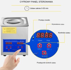 Vevor Myjka Ultradźwiękowa do czyszczenia biżuterii narzędzi 60W 1,3L 4
