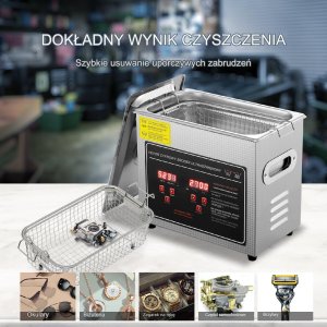 Vevor Myjka Ultradźwiękowa do czyszczenia biżuterii narzędzi 3L 120 W 4