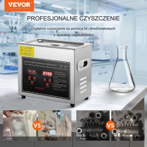 Vevor Myjka Ultradźwiękowa do czyszczenia biżuterii narzędzi 3L 120 W 7