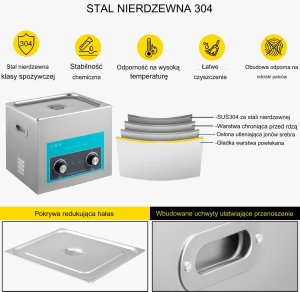 Vevor Myjka Ultradźwiękowa do czyszczenia biżuterii narzędzi 10 L 6