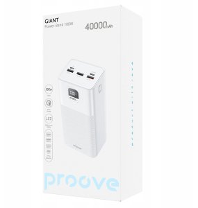 Mocny Powerbank Podróżny 40000mah 100w 3x Usb Usb-a 1x Usb-c Type-c Proove / Pbgi99320002 Giant / Biały 5