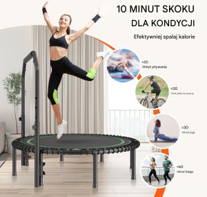 Trampolina mocna fitness z regulowanym uchwytem 129 cm 4