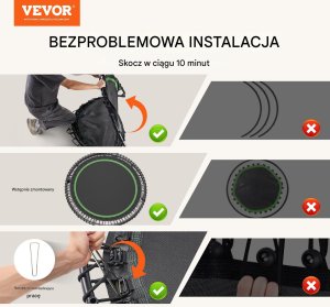 Trampolina mocna fitness z regulowanym uchwytem 129 cm 5