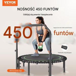 Trampolina mocna fitness z regulowanym uchwytem 129 cm 6