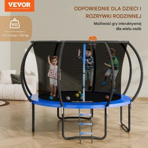 Trampolina ogrodowa 376 cm siatka, drabinka, dla dzieci, solidna konstrukcja 13
