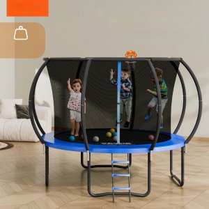 Trampolina ogrodowa 376 cm siatka, drabinka, dla dzieci, solidna konstrukcja 5