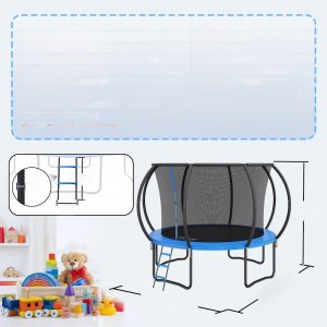 Trampolina ogrodowa 376 cm siatka, drabinka, dla dzieci, solidna konstrukcja 6
