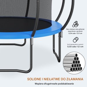 Trampolina ogrodowa 376 cm siatka, drabinka, dla dzieci, solidna konstrukcja 8