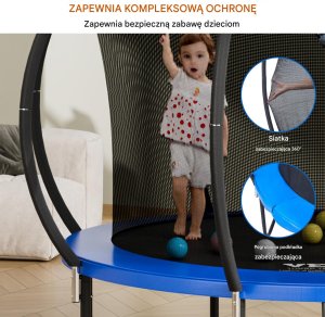 Trampolina ogrodowa 376 cm siatka, drabinka, dla dzieci, solidna konstrukcja 9
