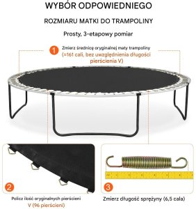 Mata do trampoliny skakania batut 457 cm 96 sprężyn mocna wytrzymała 3