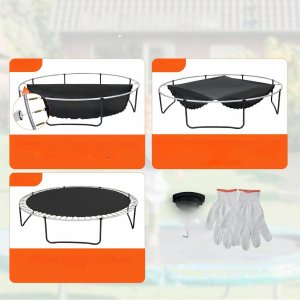 Vevor Mata do trampoliny skakania trampolina 457 cm 96 sprężyn mocna wytrzymała czarna 11