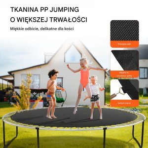 Vevor Mata do trampoliny skakania trampolina 457 cm 96 sprężyn mocna wytrzymała czarna 3