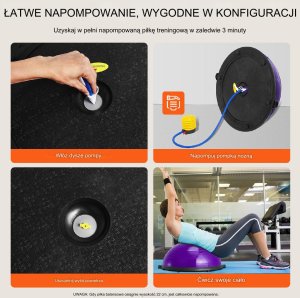 Platforma do balansowania półpiłka balansowa ćwiczeń gimnastyka fioletowa 11