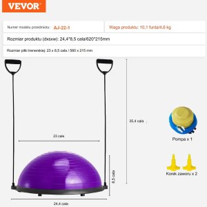 Platforma do balansowania półpiłka balansowa ćwiczeń gimnastyka fioletowa 12