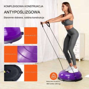 Platforma do balansowania półpiłka balansowa ćwiczeń gimnastyka fioletowa 10