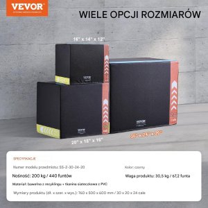 Skrzynia crossfit plyometryczna JUMP BOX 3w1 50 x 60 x 76 cm 2