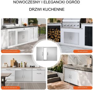 Vevor Drzwi do zabudowy grilla 84x56cm nierdzewne uchwyty montaż pionowy ogród 11