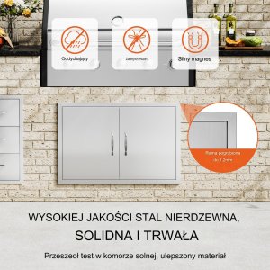 Vevor Drzwi do zabudowy grilla 84x56cm nierdzewne uchwyty montaż pionowy ogród 12
