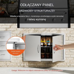 Vevor Drzwi do zabudowy grilla 84x56cm nierdzewne uchwyty montaż pionowy ogród 9