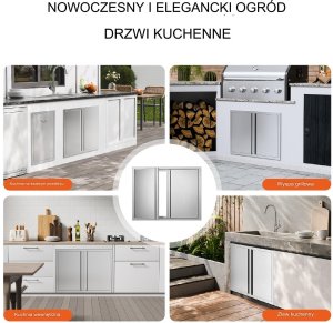 Vevor Drzwi do zabudowy grilla 79x61cm nierdzewne wpuszczane uchwyty ogród taras 11