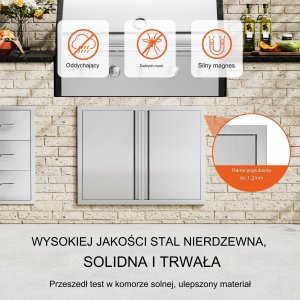 Vevor Drzwi do zabudowy grilla 79x61cm nierdzewne wpuszczane uchwyty ogród taras 12