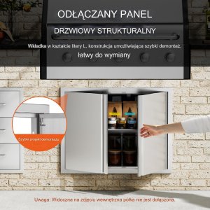 Vevor Drzwi do zabudowy grilla 79x61cm nierdzewne wpuszczane uchwyty ogród taras 9