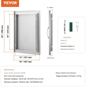 Vevor Drzwi do Grilla ze Stali Nierdzewnej 8
