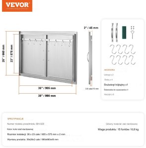 Vevor Drzwiczki do wyspy grillowej 99x66 cm stal nierdzewna na zewnątrz 8